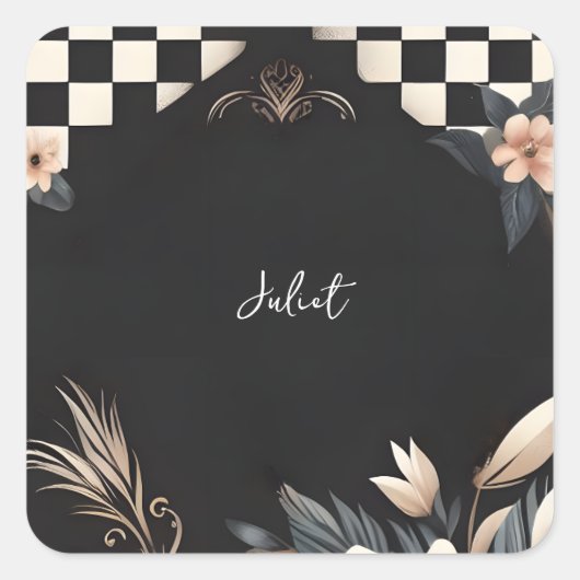 レトロスタジオの創造的なイラスト付きブライズシャワー スクエアシール (正面)