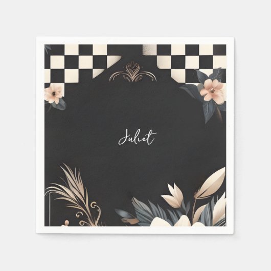 レトロスタジオクリエイティブイラスト ブライダルシャワー スタンダードカクテルナプキン (正面)