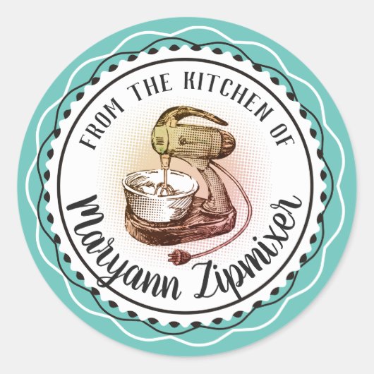 レトロスタンドミキサーのシールのキッチン ラウンドシール (正面)