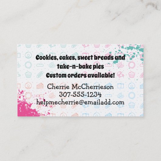 レトロスタンドミキサースイーツベーキングベーカリーパティシエ 名刺 (裏面)