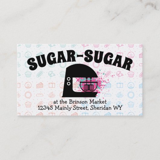 レトロスタンドミキサースイーツベーキングベーカリーパティシエ 名刺 (正面)