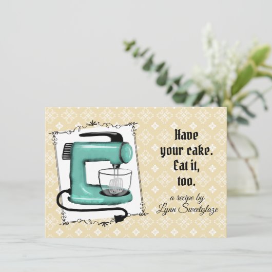レトロスタンドミキサーベーキングクックブックレシピカード 招待状 (スタンド正面)