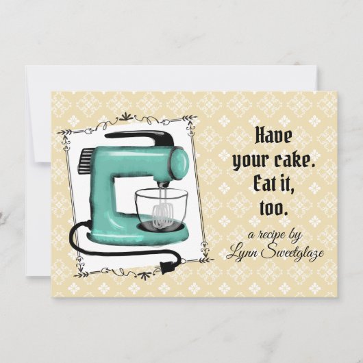 レトロスタンドミキサーベーキングクックブックレシピカード 招待状 (正面)
