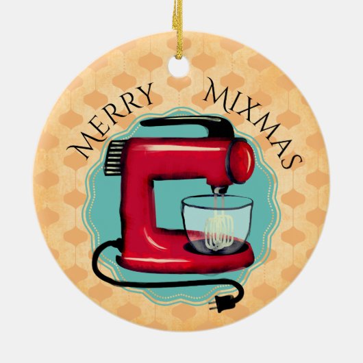 レトロスタンドミキサーベーキングベーカリーのクリスマスオーナメント セラミックオーナメント (裏面)