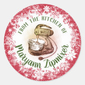 レトロスタンドミキサーホリデイベーキングクリスマス ラウンドシール (正面)