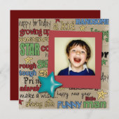 レトロスタースキャンドルボーイ写真バースデー招待状 招待状 (正面/裏面)