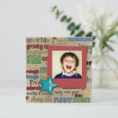 レトロスタースキャンドルボーイ写真バースデー招待状 招待状 (スタンド正面)