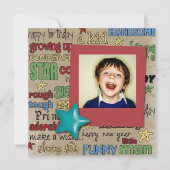 レトロスタースキャンドルボーイ写真バースデー招待状 招待状 (正面)