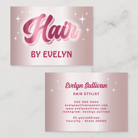 レトロスタースクリプトフェイクバラ金ゴールドフォイルヘア 名刺 (正面/裏面)