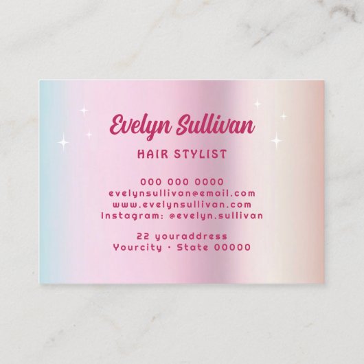 レトロスタースクリプトフェイクパステルフォイル毛 名刺 (裏面)