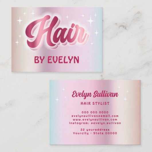 レトロスタースクリプトフェイクパステルフォイル毛 名刺 (正面/裏面)