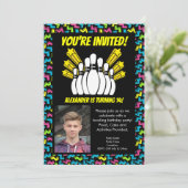 レトロスターズフォトボーリングパーティー誕生日 招待状 (スタンド正面)