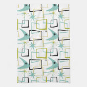 レトロスターズブーメランスクウェアミッドセンチュリー キッチンタオル (縦)