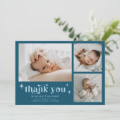 レトロスターズボーイティール(緑がかった色)誕生発表カード 案内状 (スタンド正面)