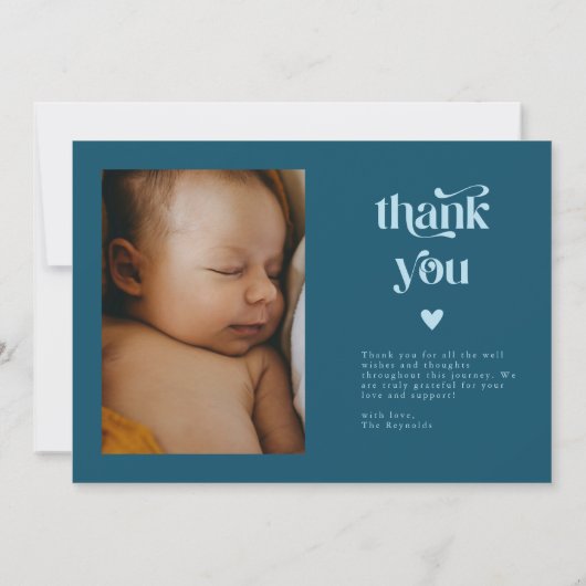 レトロスターズボーイティール(緑がかった色)誕生発表カード 案内状 (裏面)