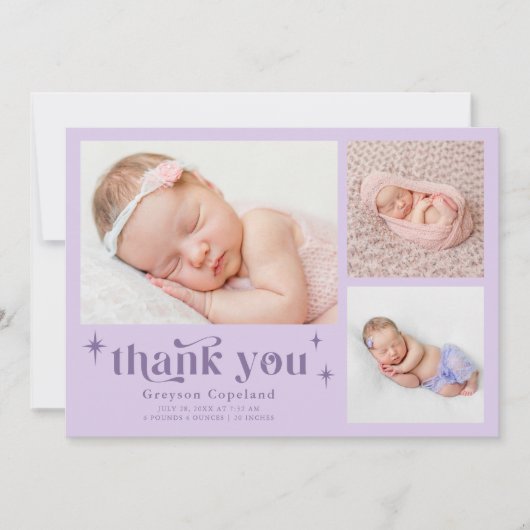 レトロスターズボーイパープル誕生のお知らせ 案内状 (正面)