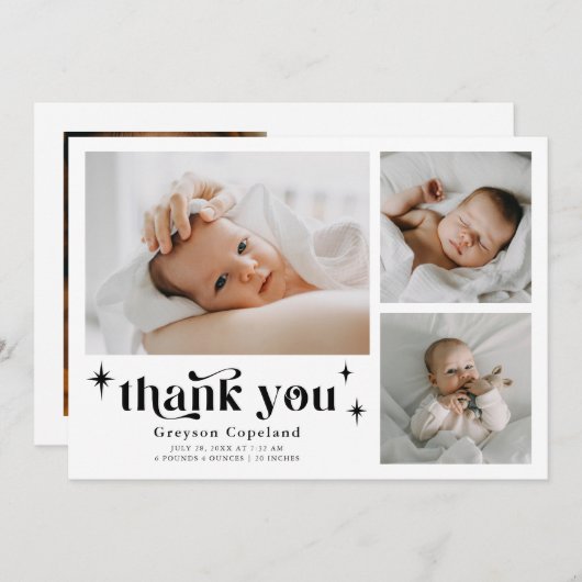 レトロスターズボーイ生誕通知カード 案内状 (正面/裏面)