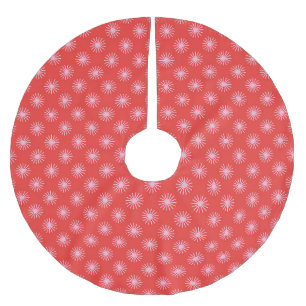 レトロスターズレッドとピンクのクリスマス ブラッシュドポリエステルツリースカート