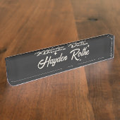 レトロスタータイポグラフィブラック デスクネームプレート (側面)