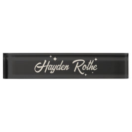 レトロスタータイポグラフィブラック デスクネームプレート