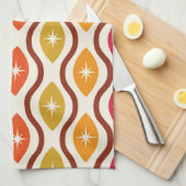 レトロスターバストのカラフルogee ovals pattern キッチンタオル (四つ折り)