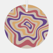 レトロスターバストサイケデリック背景 ガラスオーナメント (裏面)