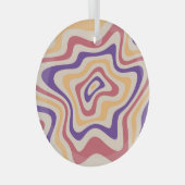 レトロスターバストサイケデリック背景 ガラスオーナメント (正面右)