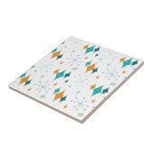 レトロスターバストスターズパターンオレンジティール(緑がかった色)アクア タイル (側面)