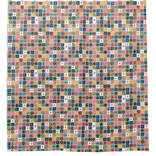 レトロスターバストドミノ シャワーカーテン (正面)