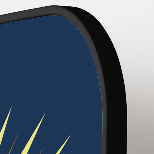 レトロスターバストフラワーモノグラムネイビーイエローオレンジ ピックルボールラケット (左詳細)