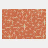 レトロスターバストモダン、ミッドベージュ、オレンジ、ティール(緑がかった色) ラッピングペーパーシート (正面2)