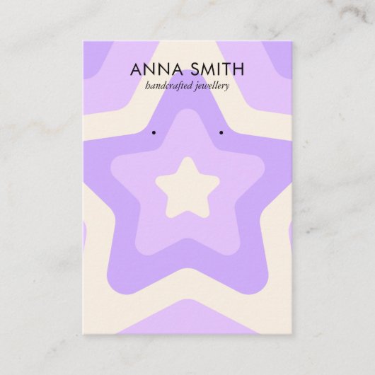 レトロスターパープルグルーヴィーヴィンテージイヤリングディスプレイ 名刺 (正面)