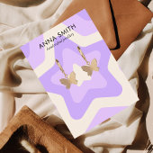 レトロスターパープルグルーヴィーヴィンテージイヤリングディスプレイ 名刺