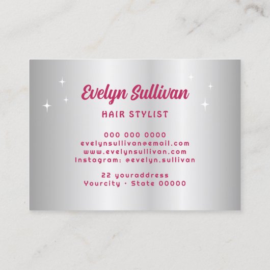 レトロスターフェイクスクリプト銀箔ヘア 名刺 (裏面)