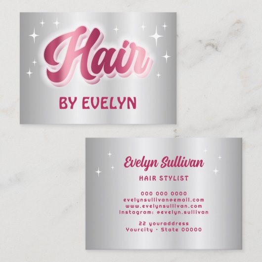 レトロスターフェイクスクリプト銀箔ヘア 名刺 (正面/裏面)