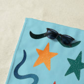 レトロスター&ウェーブパターンデザイン ビーチタオル (インサイチュ)