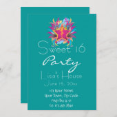 レトロスターSweet sixteen誕生日招待状 招待状 (正面/裏面)