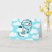 レトロスチュワーデスグリーティングカード カード (黄色い花)