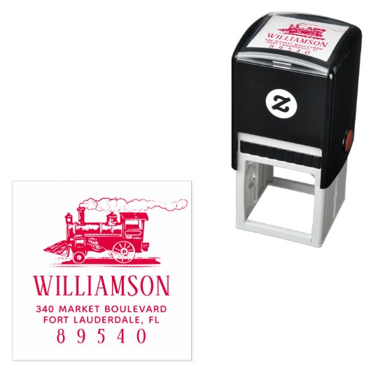 レトロスチームトレインファミリー名差出人住所 セルフインキングスタンプ (インサイチュ)