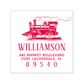 レトロスチームトレインファミリー名差出人住所 セルフインキングスタンプ (デザイン)