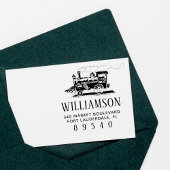 レトロスチームトレインファミリー名差出人住所 ラバースタンプ