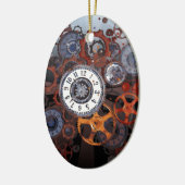 レトロスチームパンク時計部品、ギア及びコーグプリント セラミックオーナメント (左)