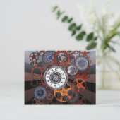 レトロスチームパンク時計部品、ギア及びコーグプリント ポストカード (スタンド正面)