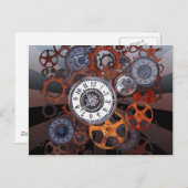 レトロスチームパンク時計部品、ギア及びコーグプリント ポストカード (正面/裏面)