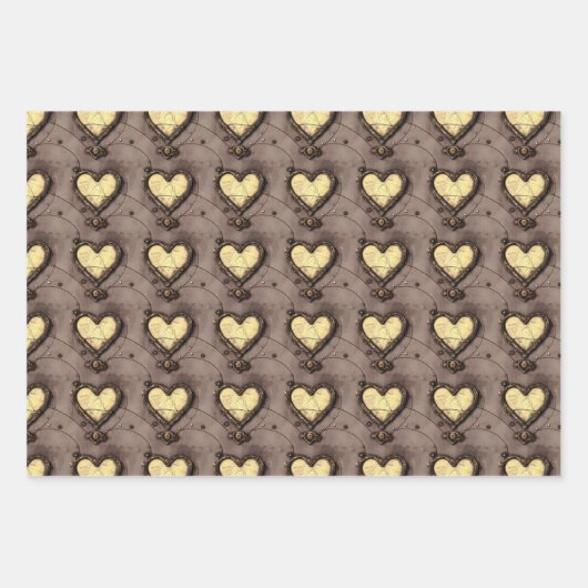 レトロスティームパンクヴァレンティーンズデイ抽象芸術機械 ラッピングペーパーシート (正面2)