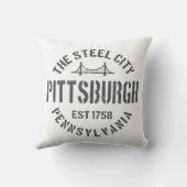 レトロスティールシティピッツバーグペンシルバニアインツvint クッション (裏面)