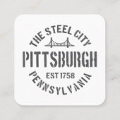 レトロスティールシティピッツバーグペンシルバニアインツvint スクエア名刺 (裏面)