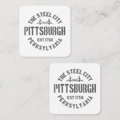 レトロスティールシティピッツバーグペンシルバニアインツvint スクエア名刺 (正面/裏面)