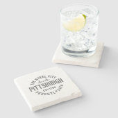 レトロスティールシティピッツバーグペンシルバニアインツvint ストーンコースター (横)