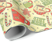 レトロステイウォームクリスマスホリデーホットココア ラッピングペーパー (ロールコーナー)